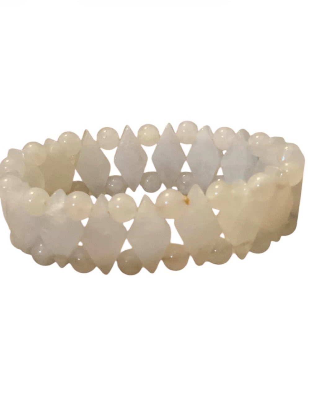 Rose quartz Crystal Diamond-Bead Stretch Bracelet. - Picture 5 of 7